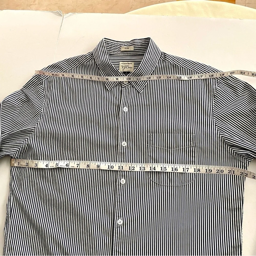 J.Crew Slim Men’s Classic Shirt Black White Stripe Oxford Button Down Large